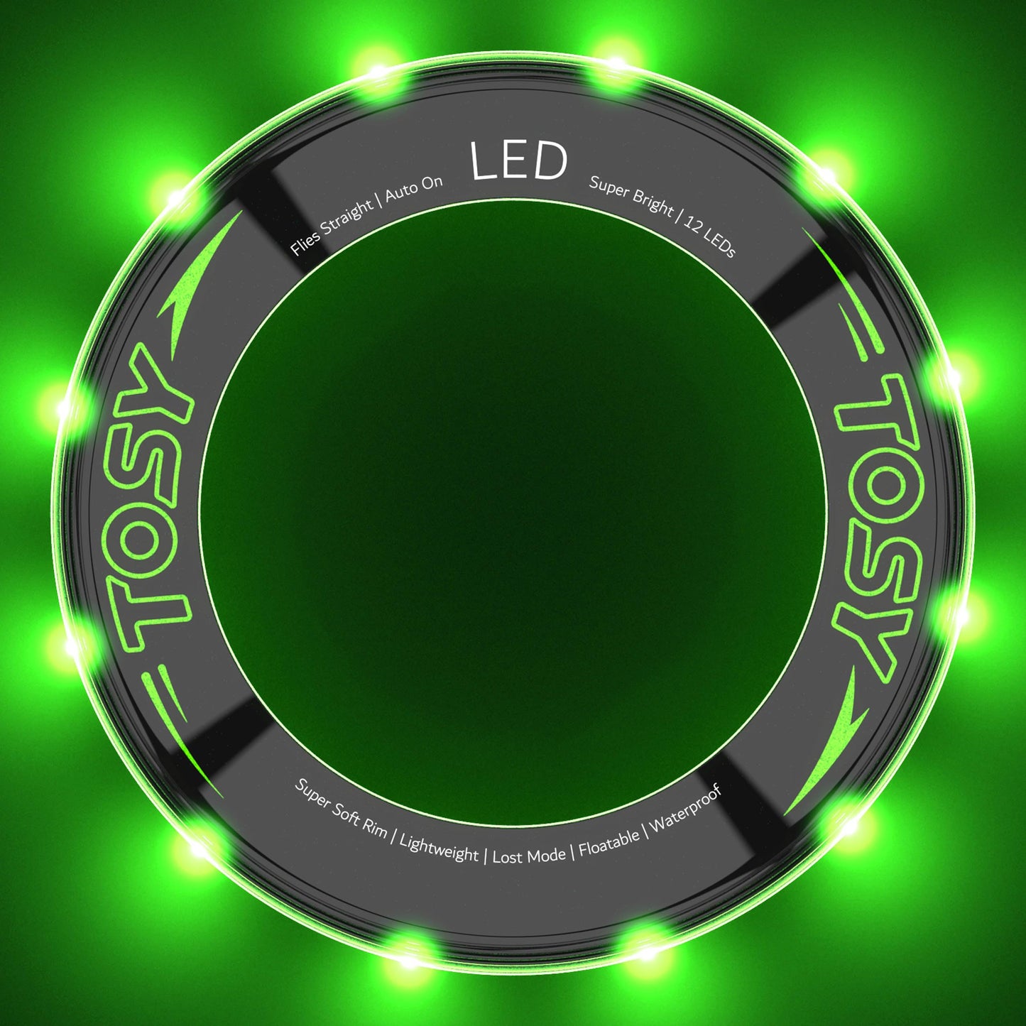 TOSY Bundle of 2 - Green + Red - Flying Ring 12 LEDs Super Bright
