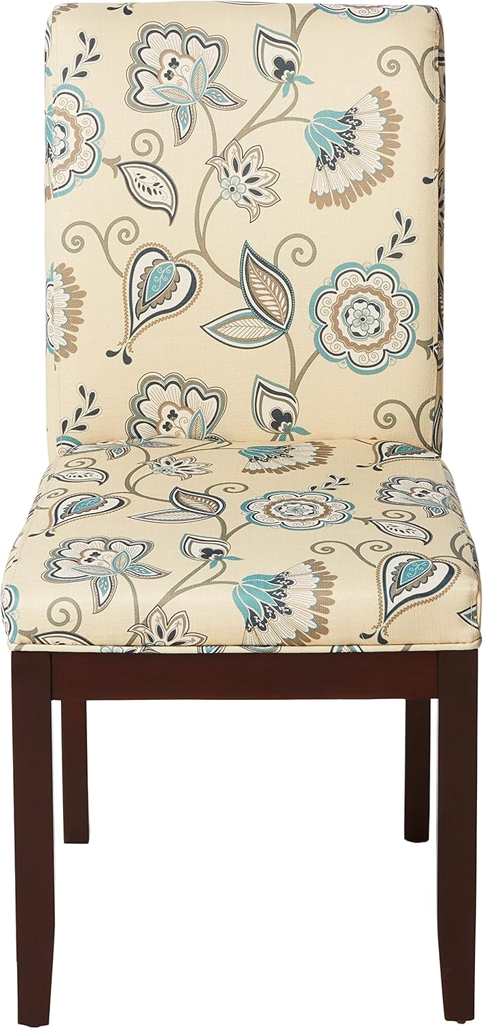 OSP Home Furnishings Dakota Upholstered Parsons Chair with Espresso Finish Wood Legs, Avignon Sky