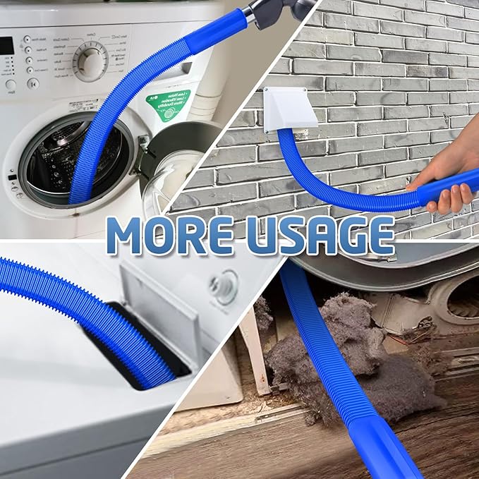2 Pieces Dryer Vent Cleaner Kit Compatible with All Vacuum Cleaner, Dryer Lint Brush and Vacuum Hose Attachment, Quickly Lint Remover, Deep Blue