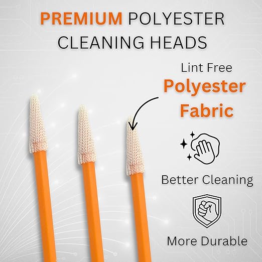 Fiber Optic Cleaning Swabs - 100 Pack - SC 2.5mm - for Cleaning Optical Components. Lint Free Anti-Static Swabs, Cleaning Stick for Ports and Adapters, SC Connector Cleaner Tool for Field Use