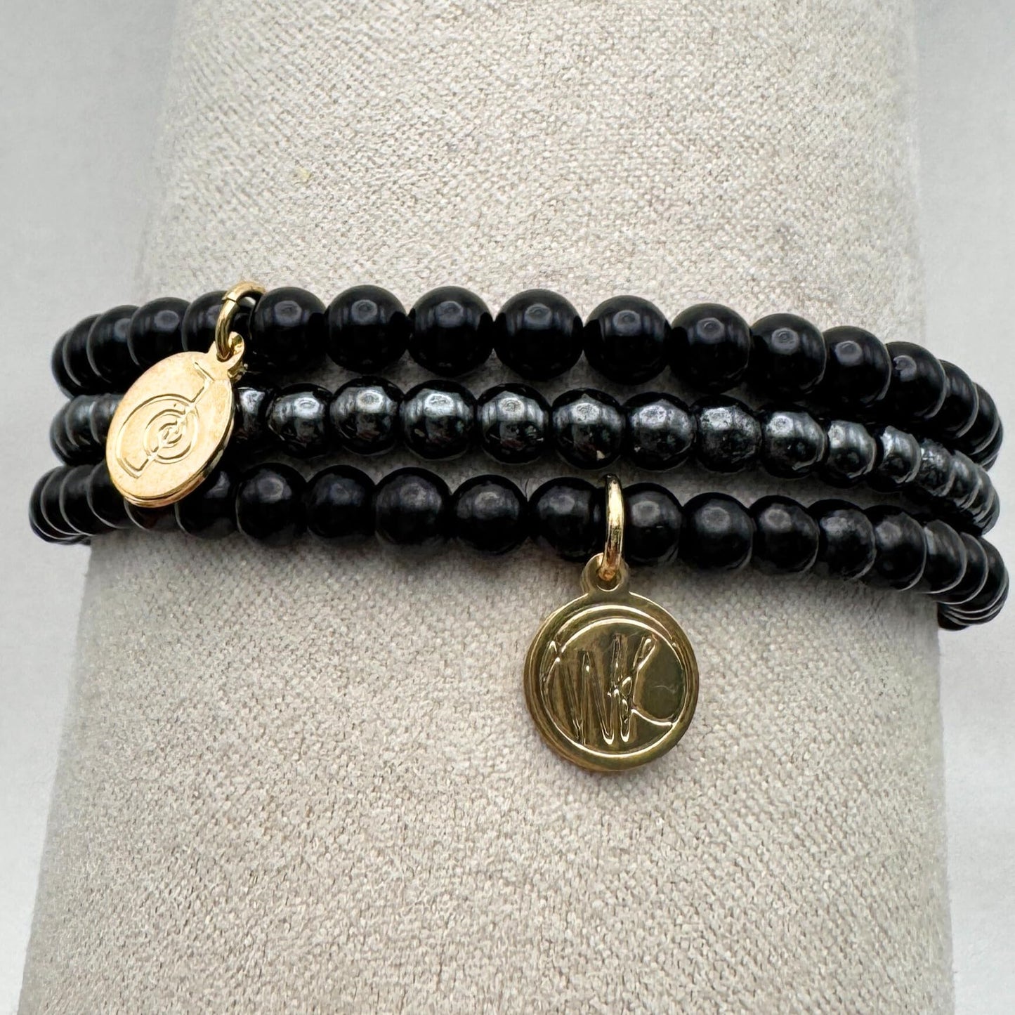 Protection Crystal Bracelet Stack 4mm – Healing Stone Beaded Bracelets – Black Tourmaline, Shungite, and Hematite, Spiritual Energy Jewelry for Shielding Negativity, Energetic Armor– Elastic, Unisex, Gift-Ready