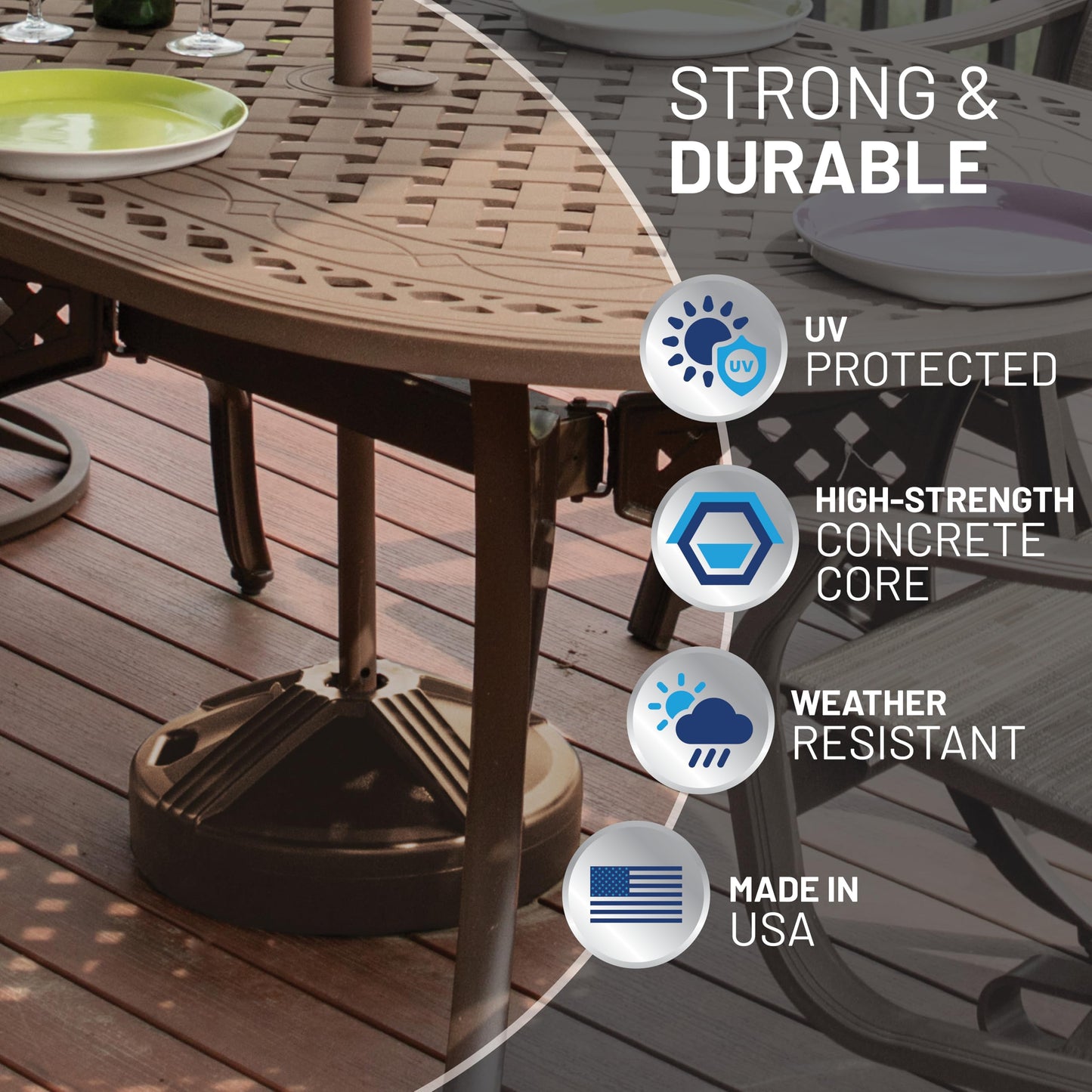 US Weight Durable Fillable Umbrella Base Designed to be Used with a Patio Table 3.5 pounds , Bronze