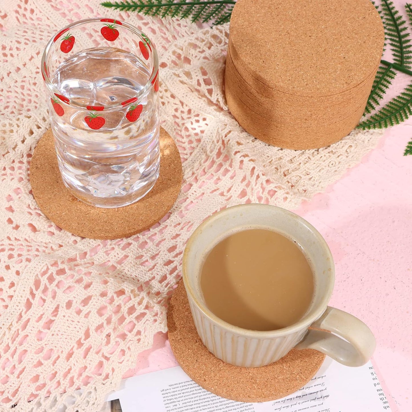 80 PCS Cork Coaster Bulk for Drink Absorbent 4 Inches Tea or Coffee Coaster Set Round Heat Resistant Bar Cup Mat Reusable Table Blank Gift for DIY Craft Holiday Wedding Birthday Party Supply