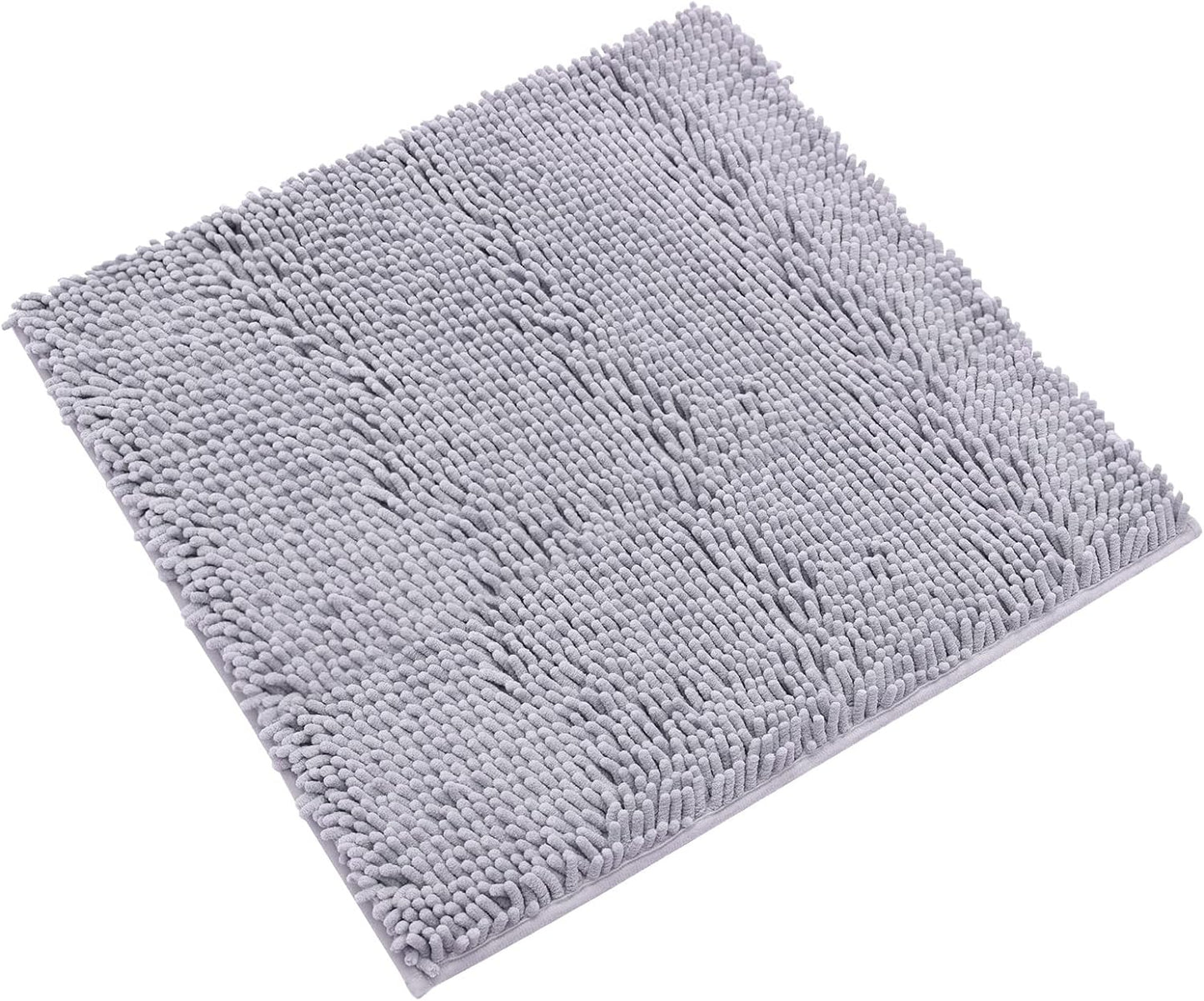 Non-Slip Bath Rug,12 x 12 Inches Extra Soft Microfiber Bedroom Shag Carpet with Anti-Slip Backing,Water/Dust Absorbent Fast Dry Shower Mat,Sound Insulated Stairs Pad,Machine Washable (Grey)