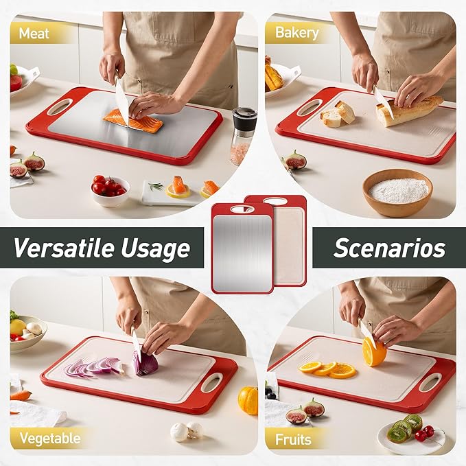 2 in 1 Stainless Steel Cutting Board with Handle Chopping Husband Birthday Christmas Xmas Valentines Father Day Gifts Ideal from Wife Romantic Anniversary Best Cool Gadget Awesome Who Have Everything