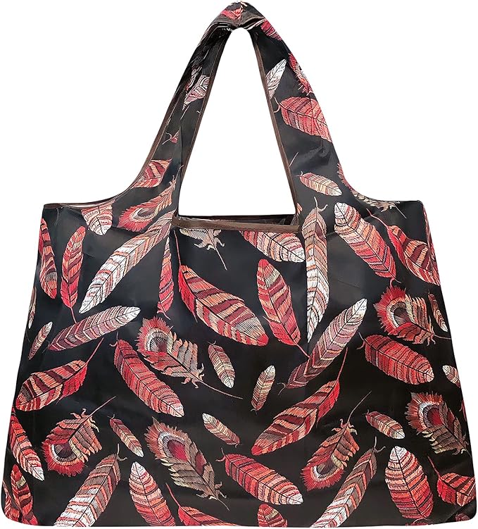 allydrew Large Foldable Tote Nylon Reusable Grocery Bags, 5 Pack