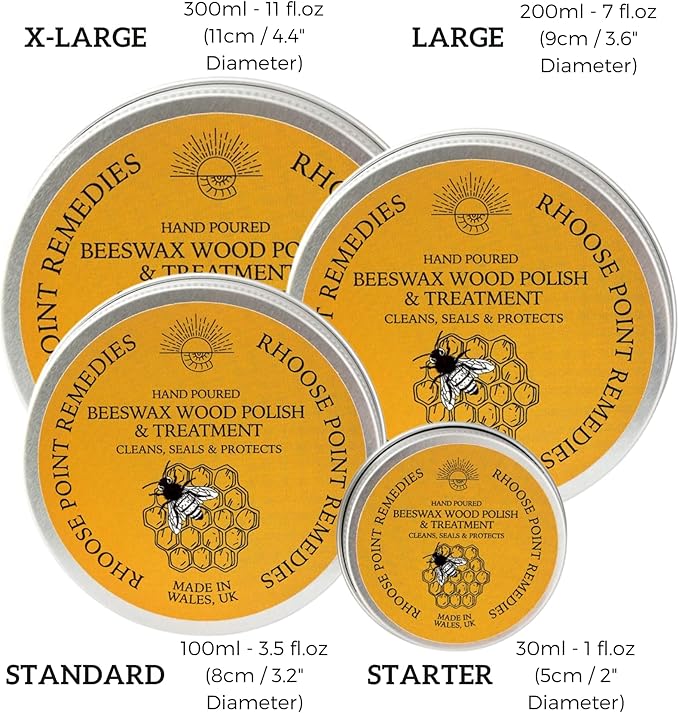 Premium Food-Safe Beeswax Wood Polish & Furniture Wax – Hand Poured Wood Conditioner | Eco-Friendly & Non-Toxic | Protects & Restores All Wood: Furniture, Toys, Cutting Boards, Ornaments (3.5 Fl Oz)