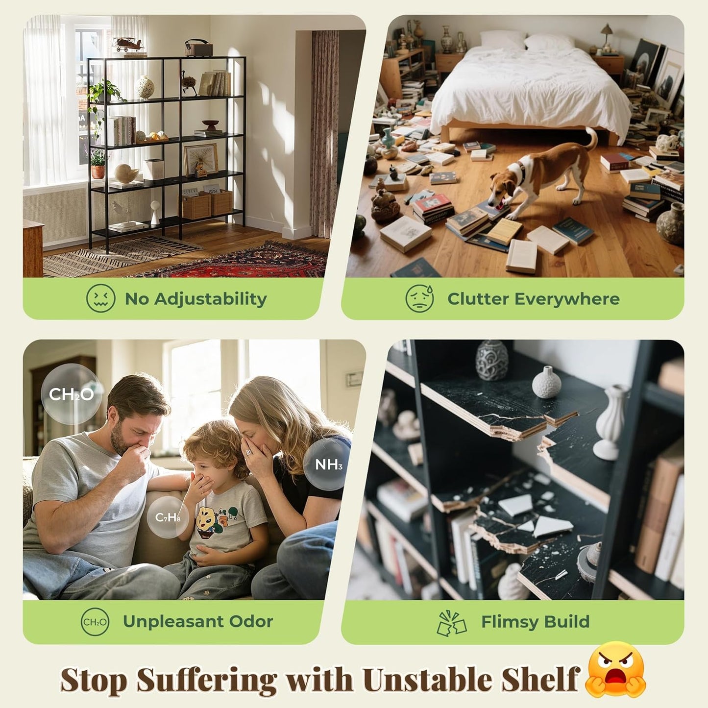Huuger 5 Tier Bookshelf, L Shaped Corner Bookshelf with 10 Open Shelves, 49.4 Inch Straight Wide Bookcase with Metal Frame and Wooden Board, Adjustable Feet, White