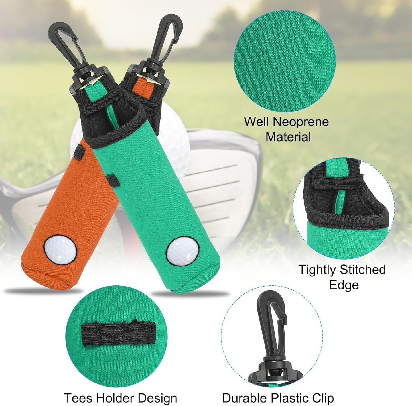PATIKIL Golf Ball Carry Bag Golf Tee Holder Pouch Portable Neoprene Golf Ball Holder with Clip for Men and Women