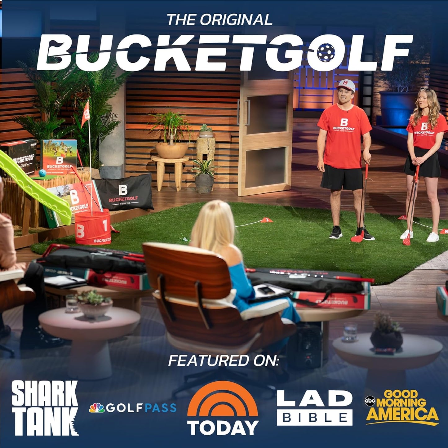 bucketgolf Original Game 3 Hole Travel Set with Clubs - #1 New Backyard Golf Game for The Yard and All Ages Adults and Kids. Beach, Park, School. (2 Right Hand Clubs)
