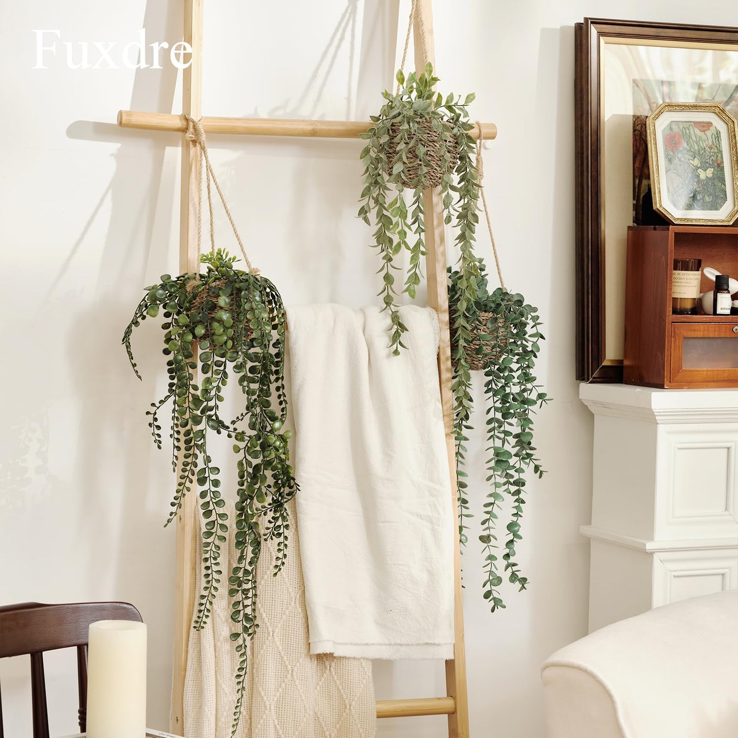 Fuxdre 3 Pack Mini Artificial Hanging Greenary Fake Hanging Plants in Basket for Wall Living Room Decor Bathroom Shelf Home Indoor