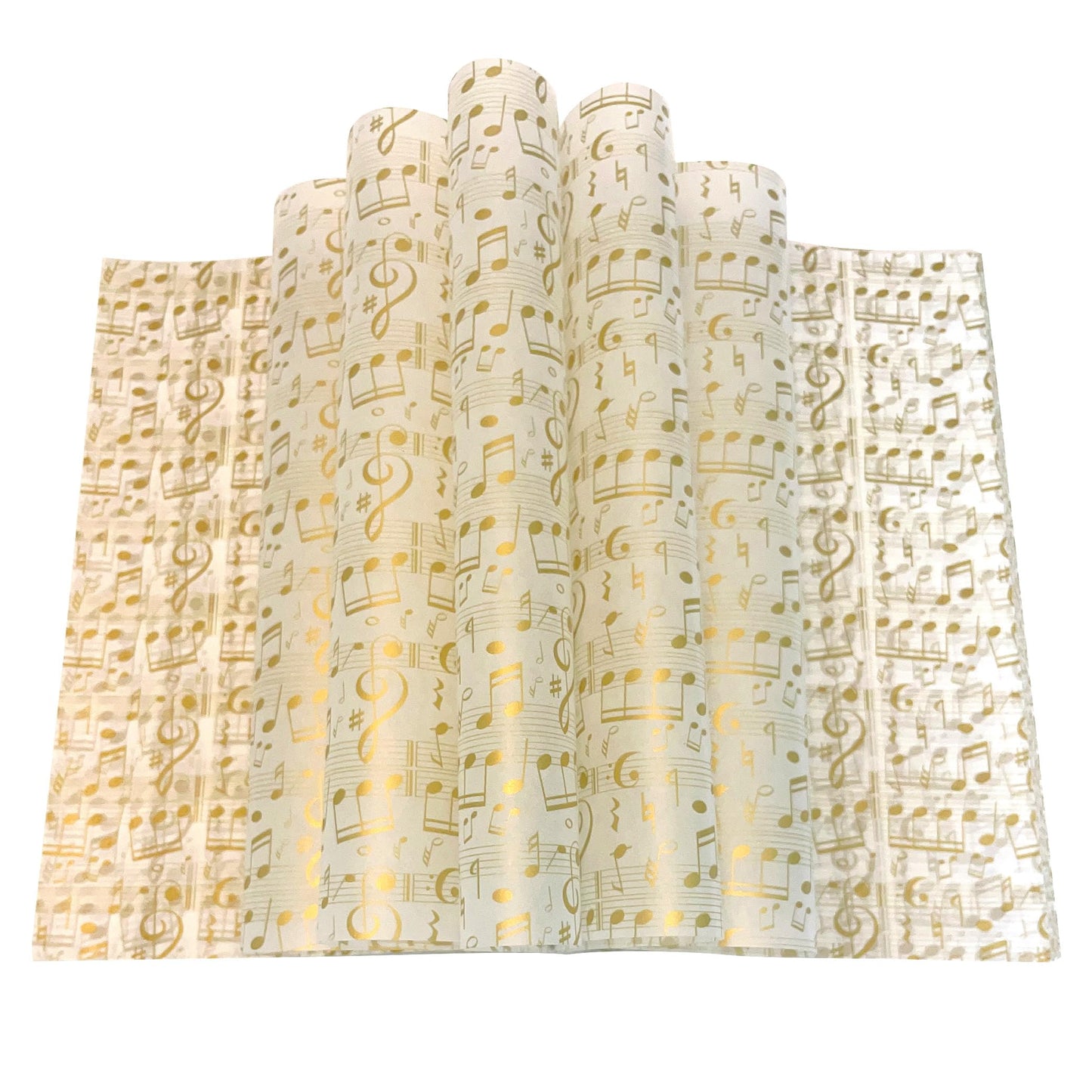 Suiwen 150 Gold and White Music Note Patterned Wax Paper, Food Picnic Greaseproof Paper, Waterproof Dry Hamburger Liners Wrapping Tissue for Plastic Food Basket