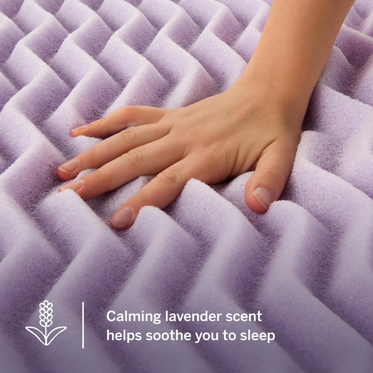 Lucid Lavender Infused 3 Inch Memory Foam Mattress Topper - King Size - Plush Feel - 5 Convoluted Zones - CertiPUR Certified - New Home Owner & Dorm Room Essentials