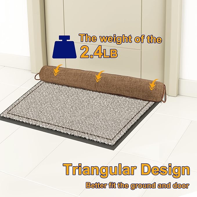 NABOWAN 38" Weighted Under Door Draft Stopper -Triangular Door Draft Blocker with Hook Loops for Easy Install, Save Energy, Home Room Essentials