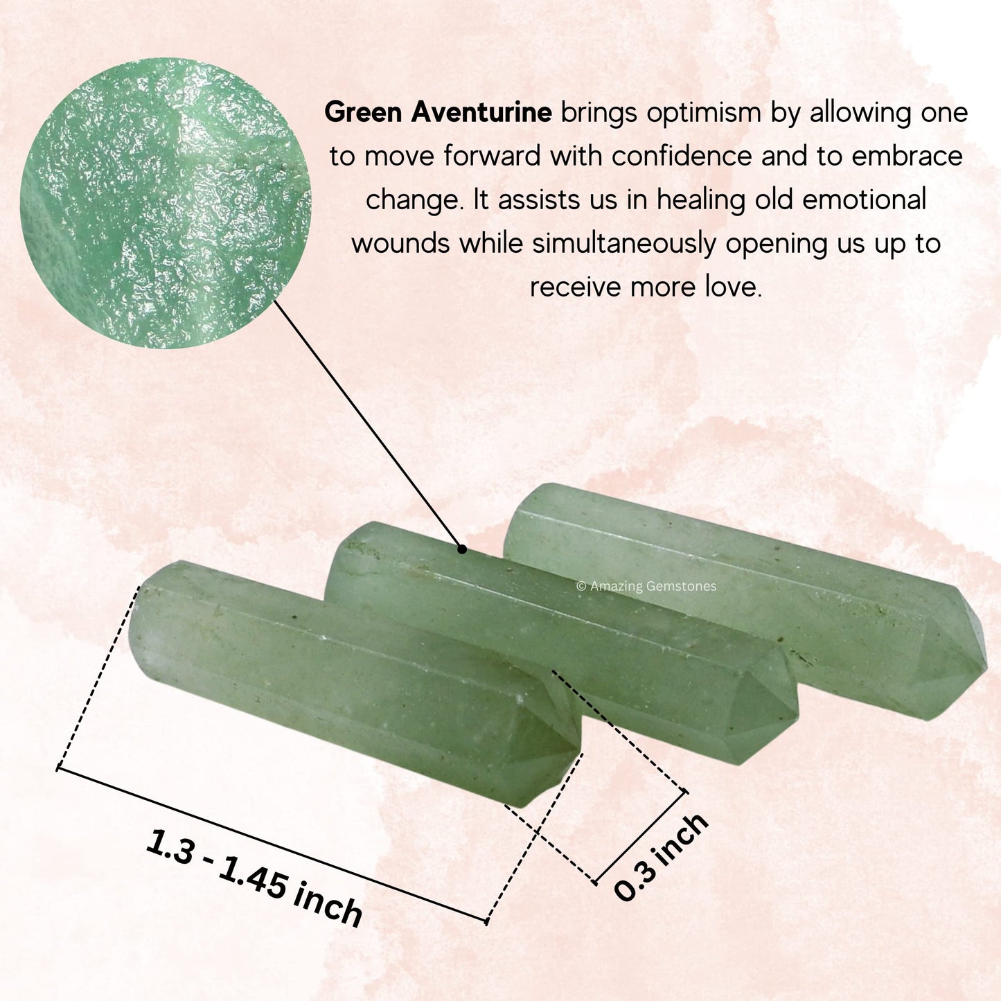 Amazing Gemstone Green Aventurine Crystal Points Bulk Healing Crystals - Pack of 3 Single Terminated Healing Wand Point Bulk for Crafts, Crystal Grid, DIY Work - Premium Crystals for Beginners Gift