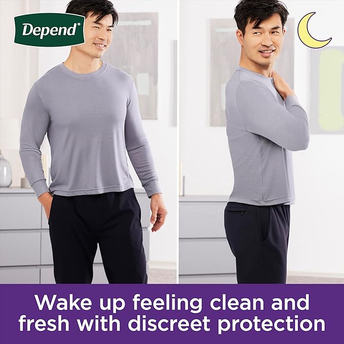 Depend Night Defense Adult Diapers, Incontinence Underwear for Men, Disposable, Overnight, Small/Medium, Grey, 16 Count, Packaging May Vary
