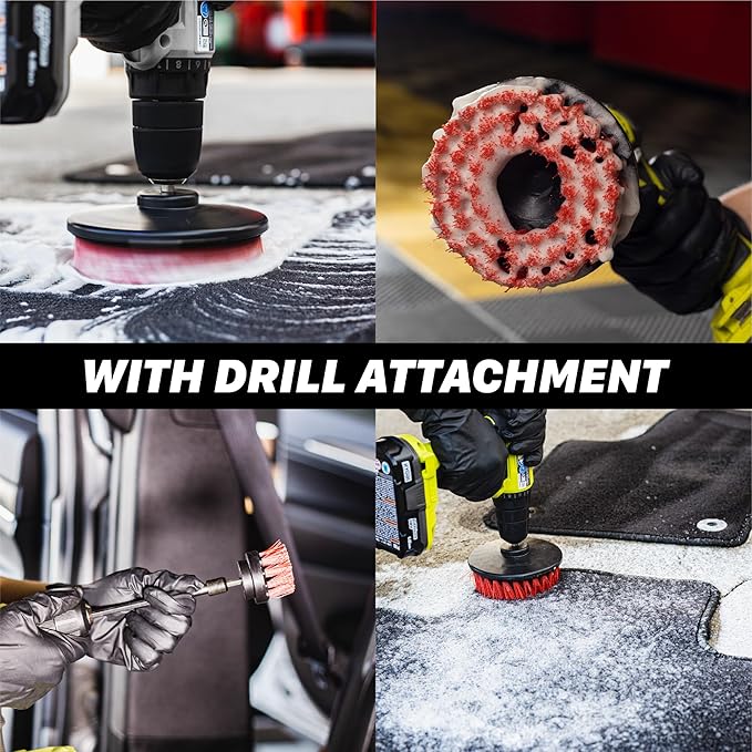 Maxshine Universal M8 Medium-Duty Drill Brush for Upholstery & Carpet (5”) | Power Scrubber Attachment for Car Detailing, Leather, Fabric & Home Cleaning | Deep Cleaner Removes Stains & Grime