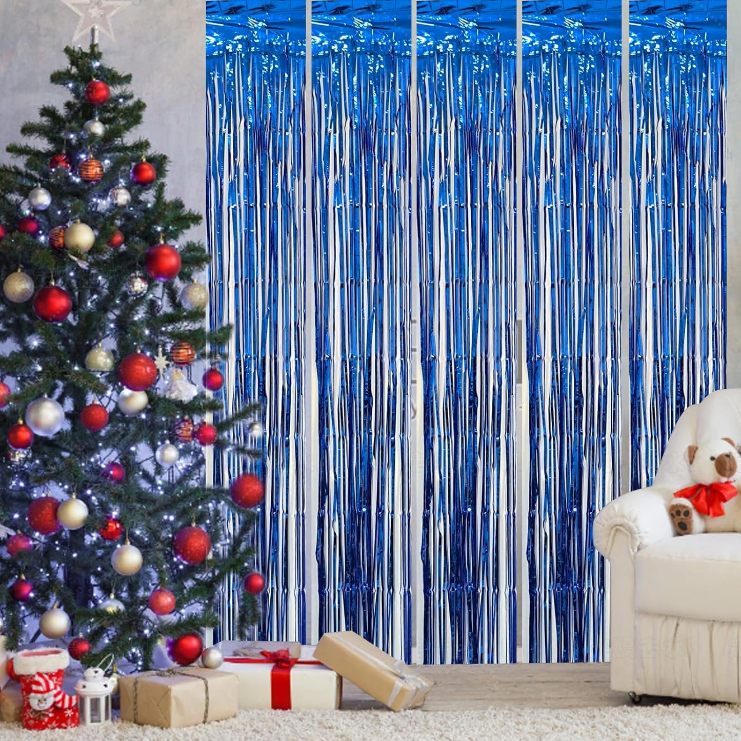 Foil Curtain Backdrop Metallic Tinsel Foil Fringe Curtains Photo Booth Props for Birthday Wedding Engagement Bachelorette Christmas Holiday Celebration Party Decorations Supplies (lanse-3-fba)