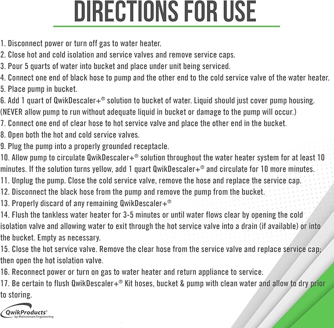 QwikDescaler + Concentrated Descaler Solution, Tankless Water Heater Descaling Solvent for Heat Exchanger, Quickly Dissolves Scale, Lime, Tarnish and Deposits, 1 Gallon