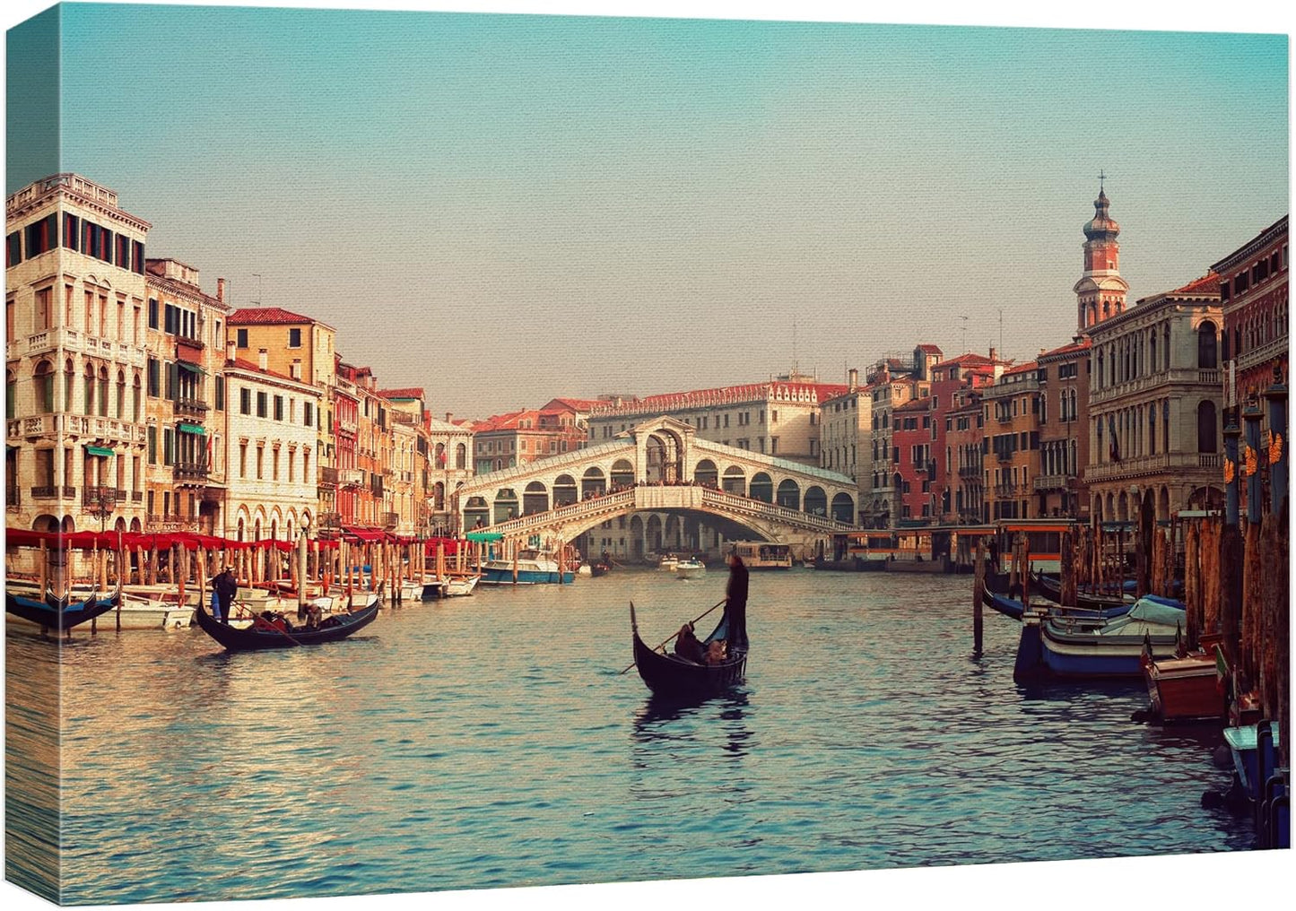 wall26 - Canvas Prints Wall Art - Rialto Bridge and Gondolas in Venice. | Modern Wall Decor/Home Decoration Stretched Gallery Canvas Wrap Giclee Print. Ready to Hang - 12" x 18"
