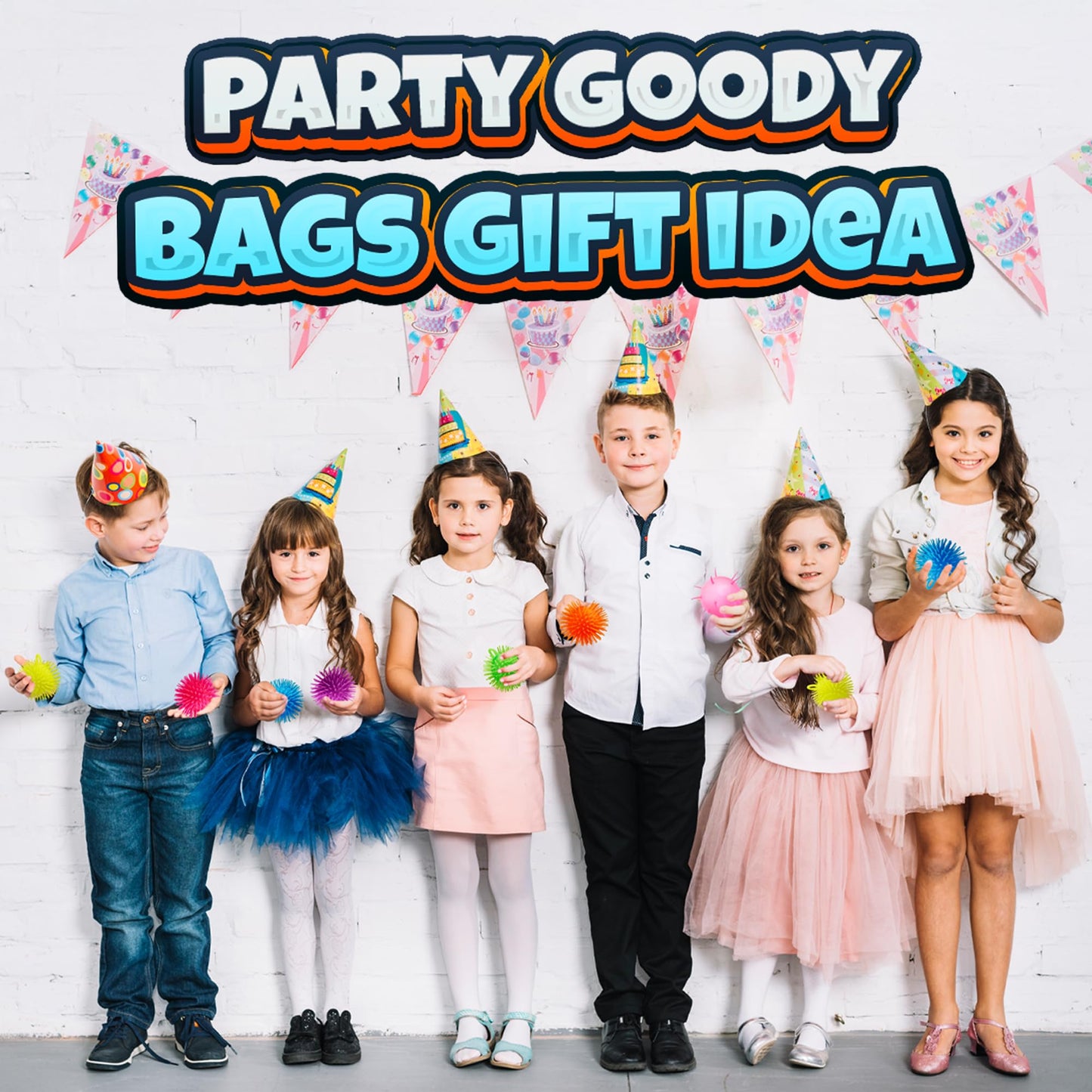 Bedwina Puffer Balls (Pack of 144) - Squishy Balls for Kids Neon Party Favors Sensory, Stress Relief & Therapy Toys for Kids, Boys & Girls Goodie Bag Stuffers, Prizes & Party Supplies in Bulk