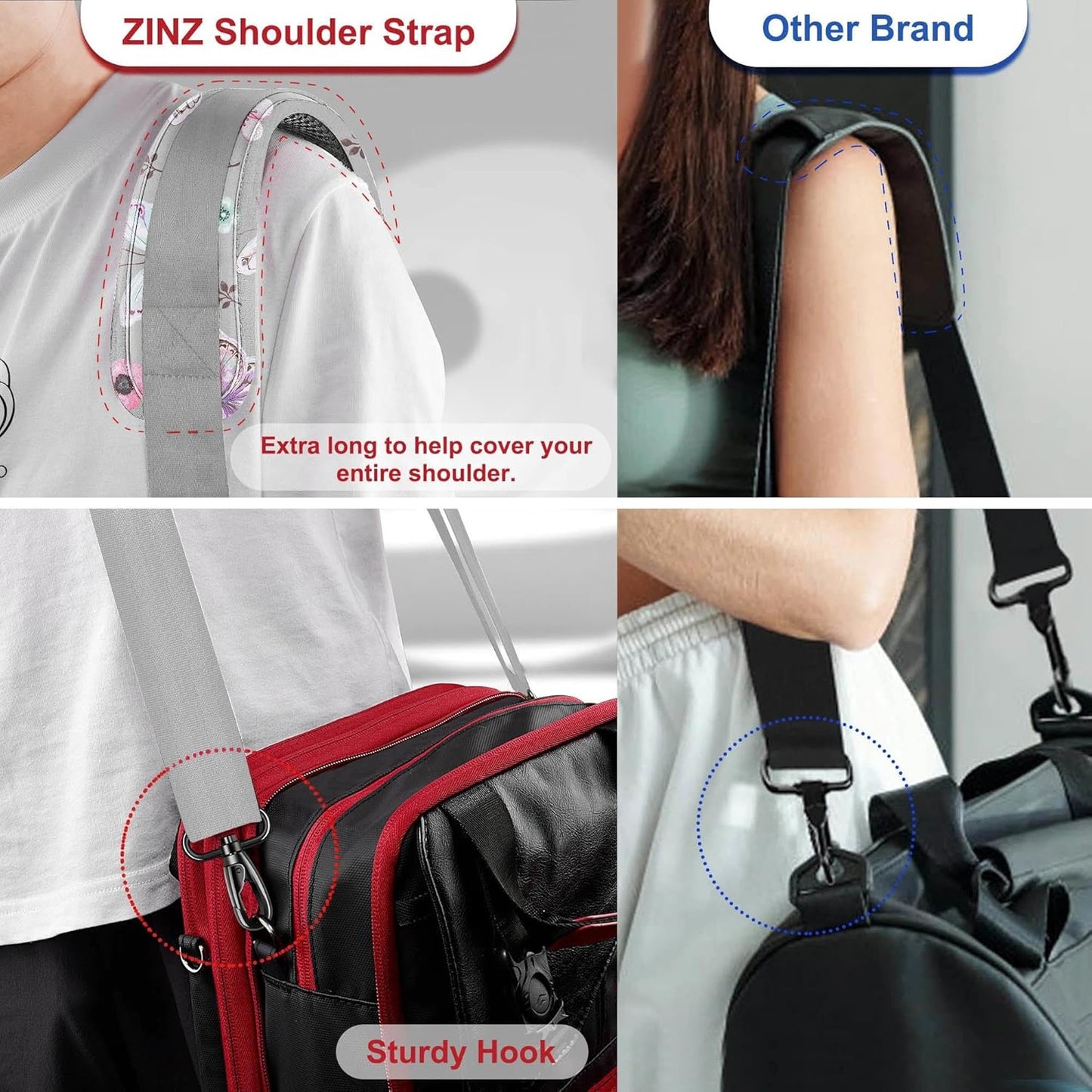 ZINZ 79.5" Universal Strap with Ultra-Thick Fixed Breathable Pad - Adjustable Heavy-Duty Shoulder Strap for Laptop, Crossbody, Luggage, Gym, Camera Bag and More,Butterfly