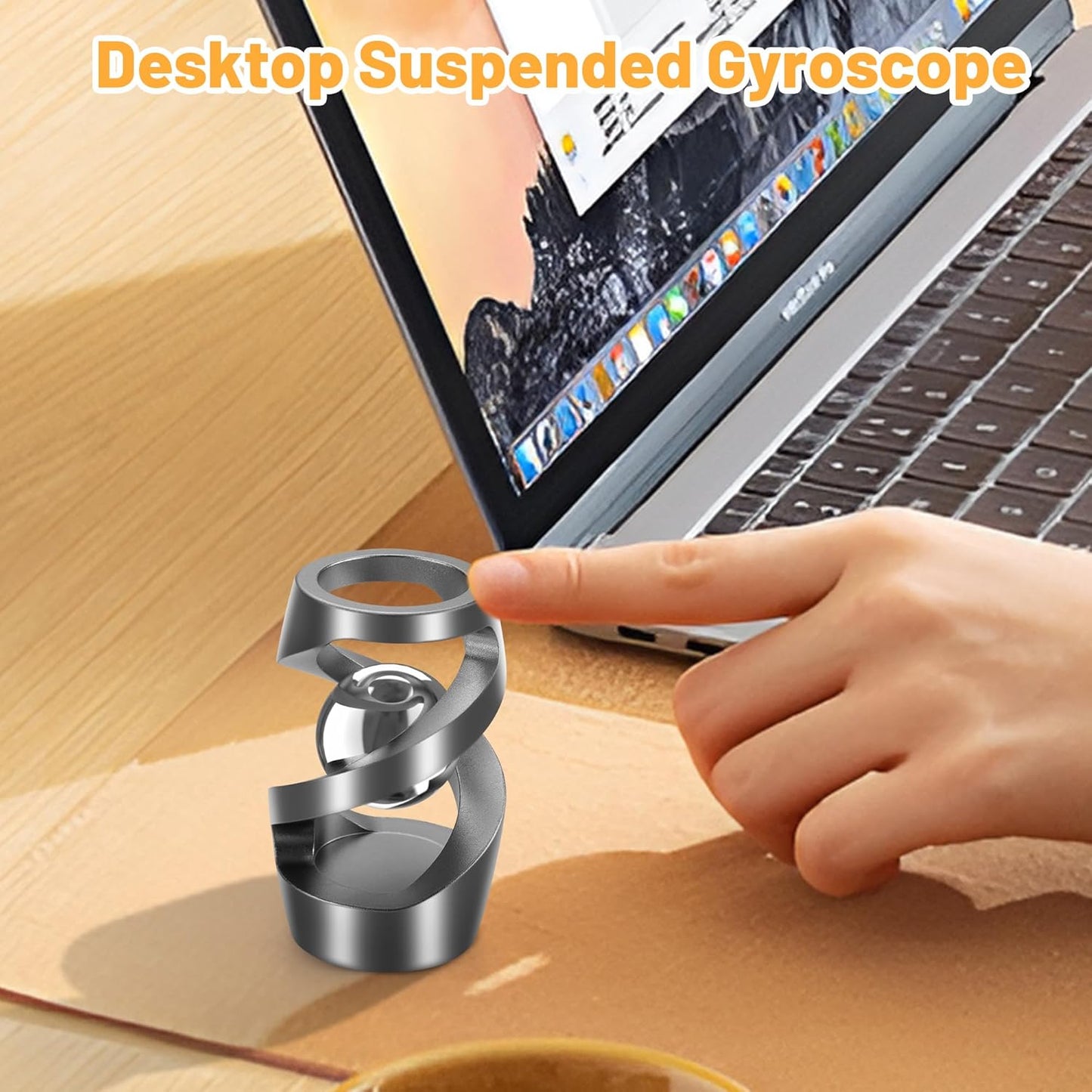 Upgraded Kinetic Desk Toys, Kinetic Spinning Desk Toy for Office for Adults, Quite Fidget Toys for Kids Teens, Desk Fidgets for Adults with ADHD (Grey Silver)