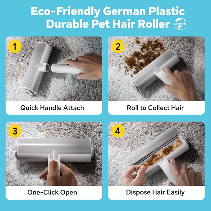 Pet Hair Removal Set, Roller Pet Hair Remover, Pet Hair Removal Glove for Dogs & Cats, Pet Fur Remover for Clothing, Couch, Carpet, Car Seat, Pet Hair Removal Tool - White