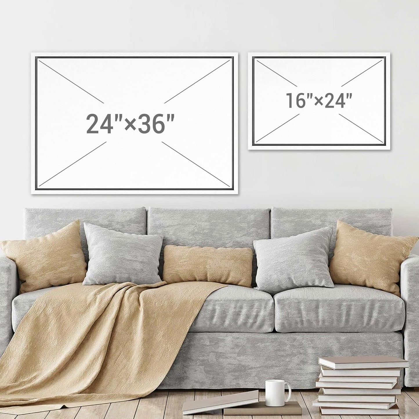 SIGNWIN Framed Canvas Print Wall Art Set Funny Crane Playing Golf Whimsical Bird Illustrations Modern Art Rustic Minimal for Living Room, Bedroom, Office - 24"x36"x2 White