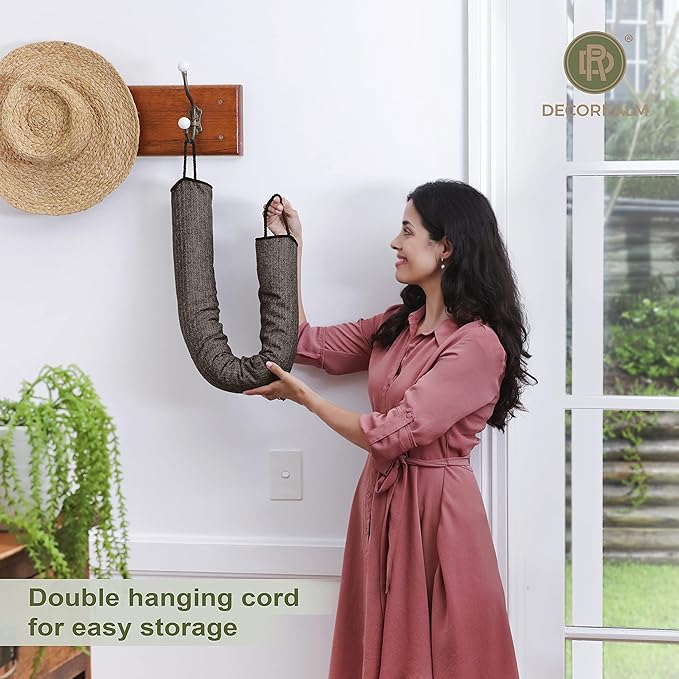 Heavy Duty Under Door Draft Stopper and Noise Blocker, Sound Proof Under Door Draft Guard for Doors and Windows, Provides Air Insulation and Weather Stripping for Doors (Brown, 32 Inches)