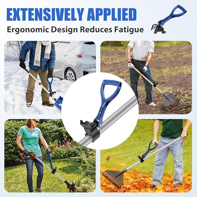 Adjustable Snow Shovel Handle, Back Saver Attachment for Snow Removal, Ergonomic Weed Eater Handle Extension Universal Fit for Shovels Rakes Weed Eater String Trimmers Snow Shovels Gardening Tools