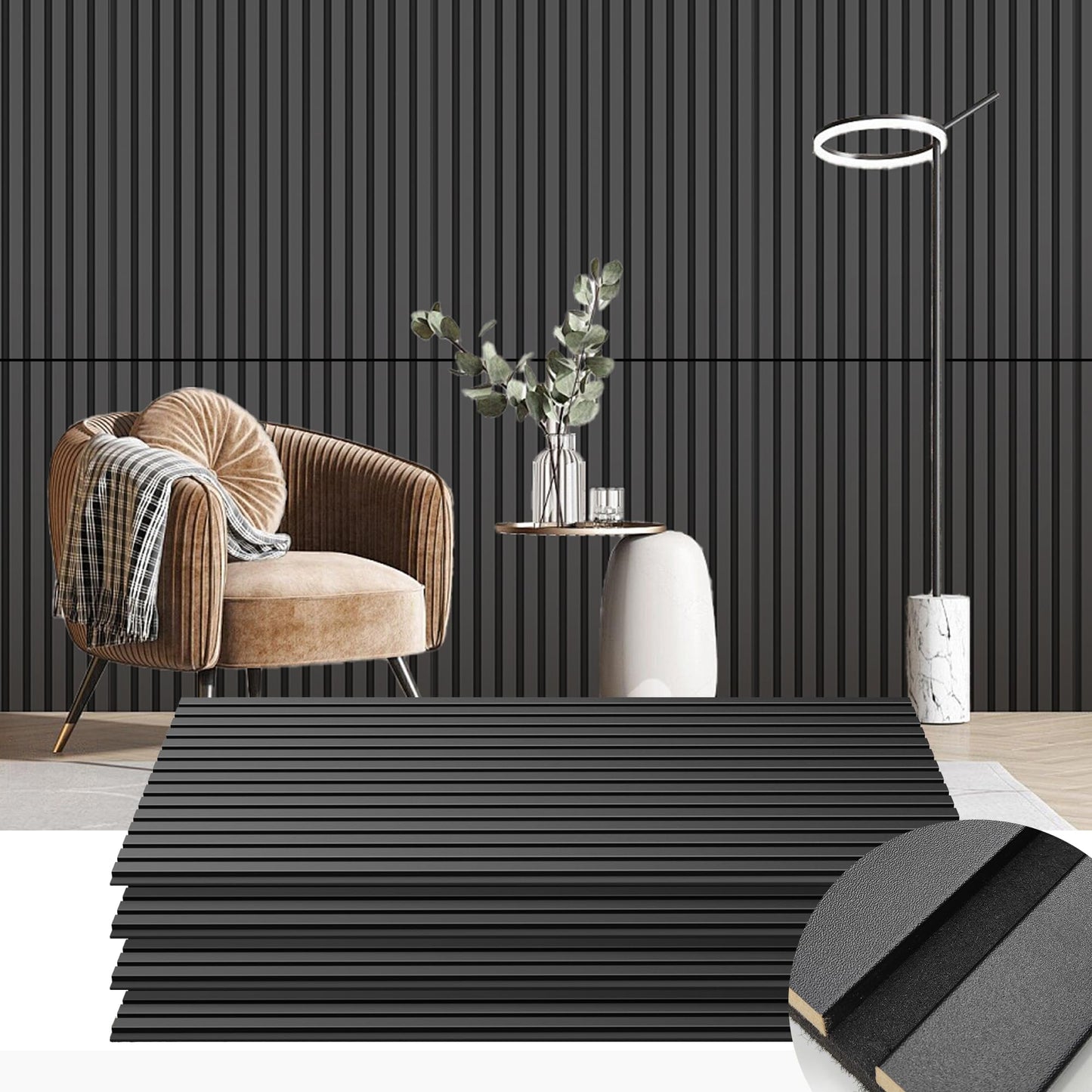 4 Pack Wood Panels for Wall, 47.2  23.6 Wood Slat Acoustic Panels for Wall, Soundproof Panels, 3D Fluted Panels for Interior Dec