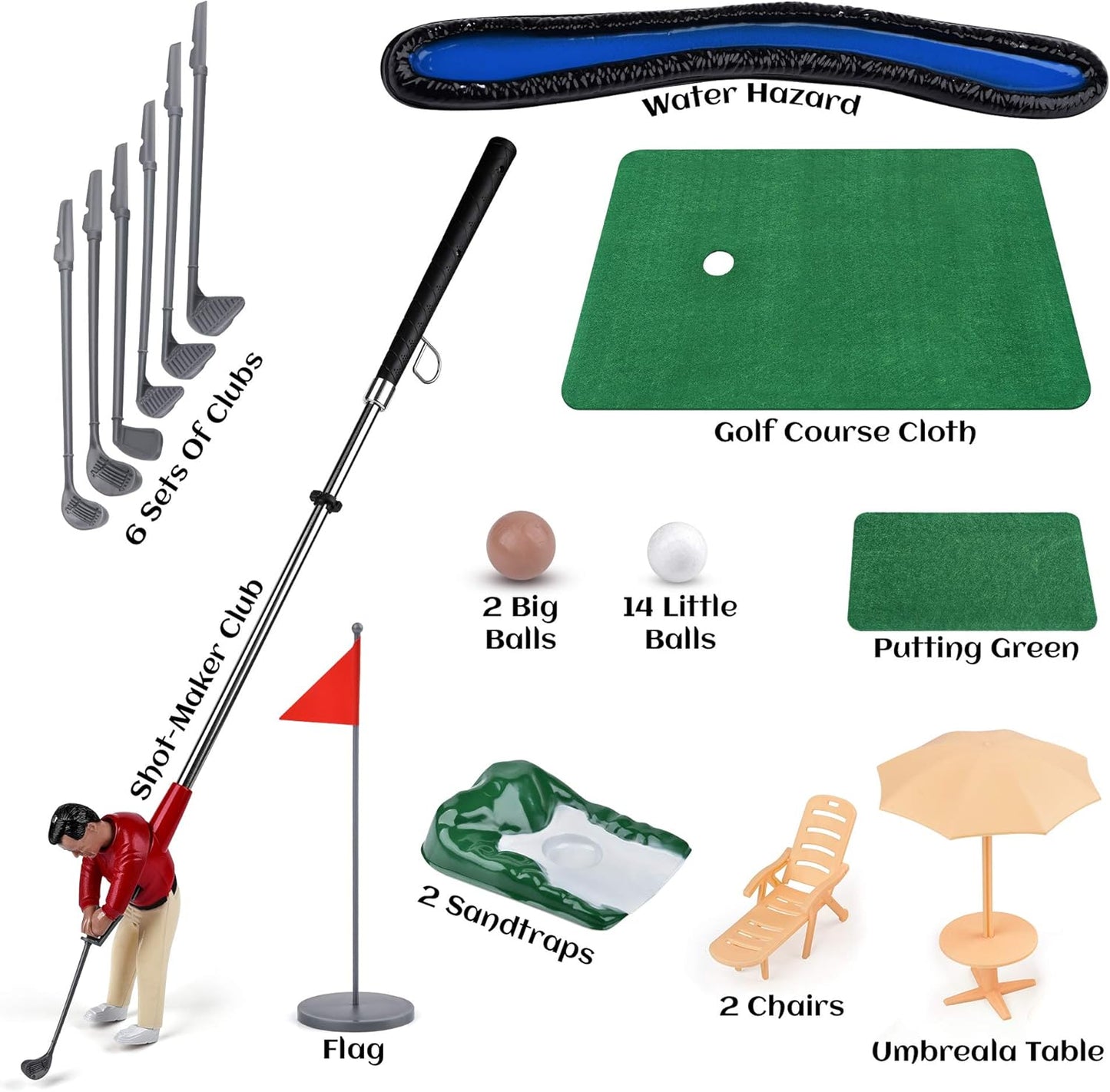 Abco Tech Mini Golfing Man Indoor Golf Kit – Golf Course Backyard Set – Complete Mini Golf for Home – Easy to Set Up and Play – Lightweight & Compact – Portable Mini-Golf Course