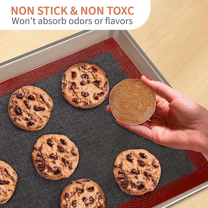 Silicone Baking Mat - Non Slip Silicone Baking Sheet, Non Stick Reusable Silicone Mats for Baking, Oven Liner, Counter Mat - Half Sheet Baking Mat(2, 22 * 15)