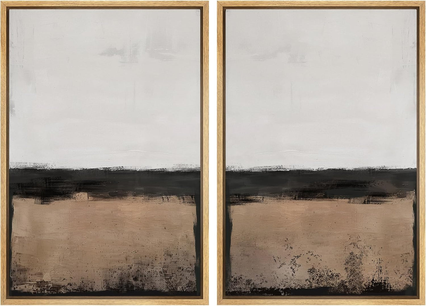SIGNWIN Framed Canvas Print Wall Art Abstract Landscape Neutral Tones with Horizon Line Illustrations Modern Art Decorative Contemporary for Living Room, Bedroom, Office - 24"x36"x2 Natural