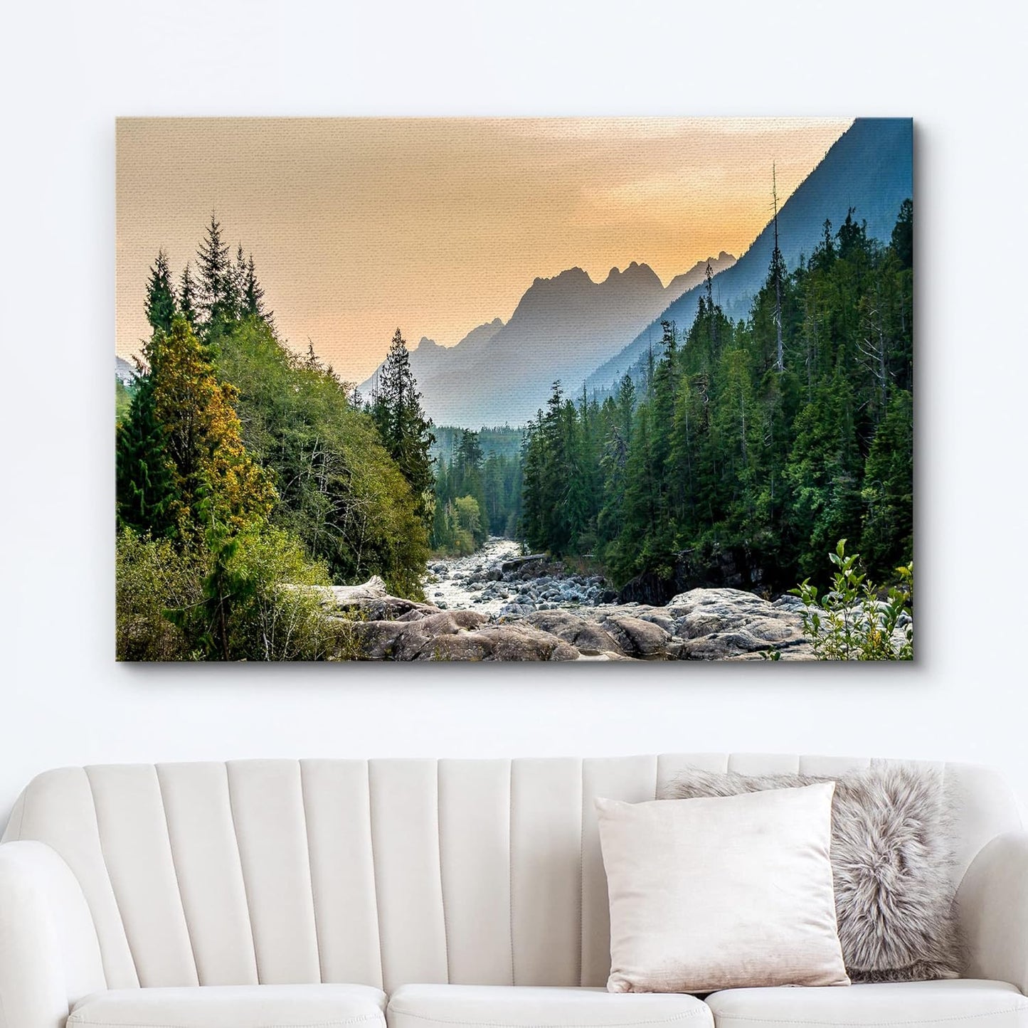 wall26 Canvas Print Wall Art Woodland Nursery Decor Colorado Forest River Rapid Rock Mountain Nature Wilderness Earth Scenery Rustic Scenic Landscape for Living Room, Bedroom, Office - 32"x48"