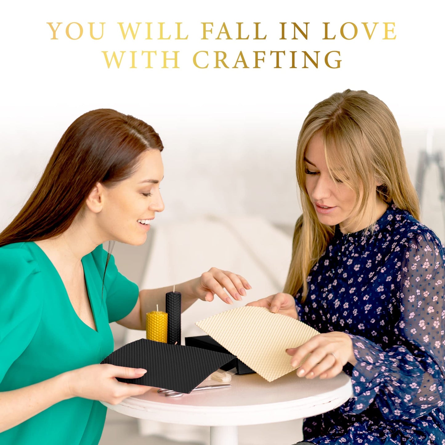 Beeswax Candle Making Kit - Crafts for Adults Women Luxury Candles Gifts for Women DIY Kits for Adult Arts and Crafts Modern Art Supplies Craft Set Black & Gold Home Decor