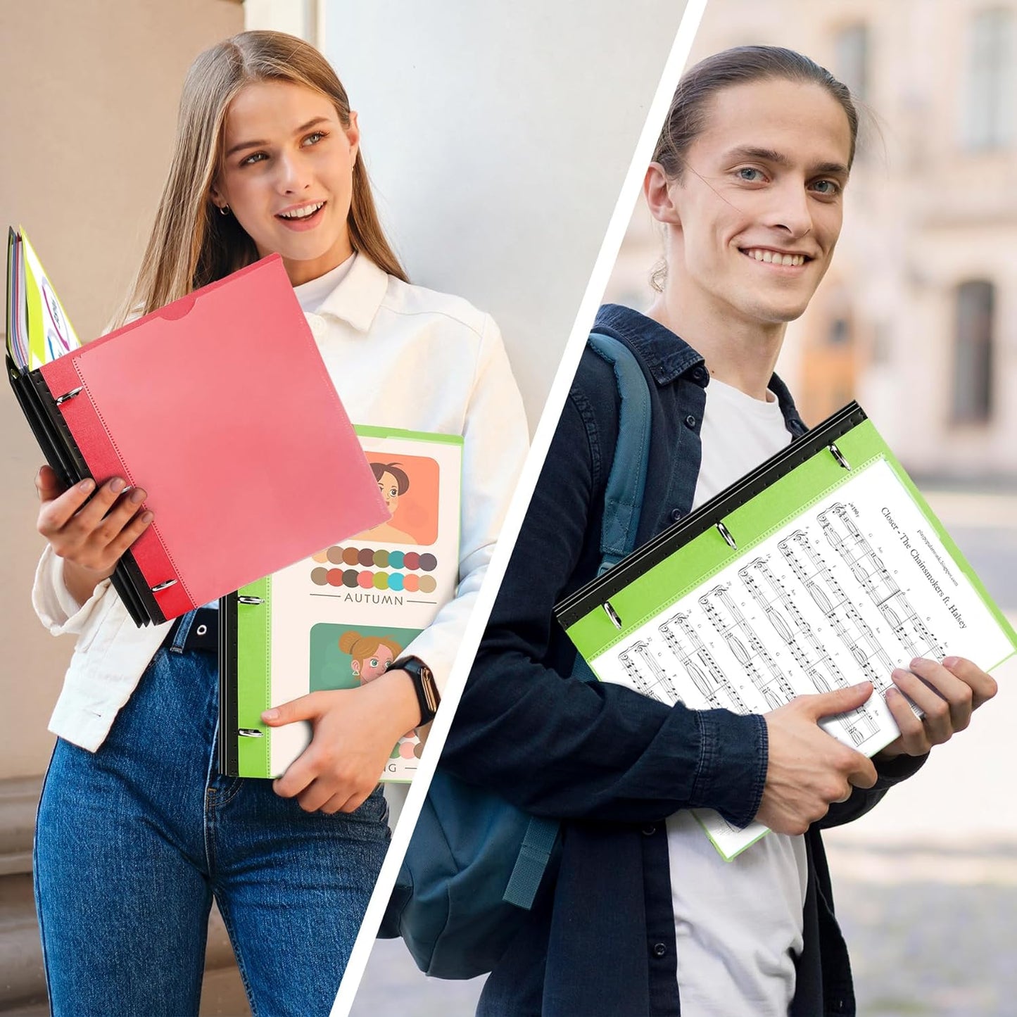 WOT I 4-Pack Telescoping 3 Ring Binder 1 Inch, Expandable Flexible Binder - Patented Design for Easy Portability, Holds 225 Sheets, 4 Bright Colors, Perfect for School, Office&Home Organization