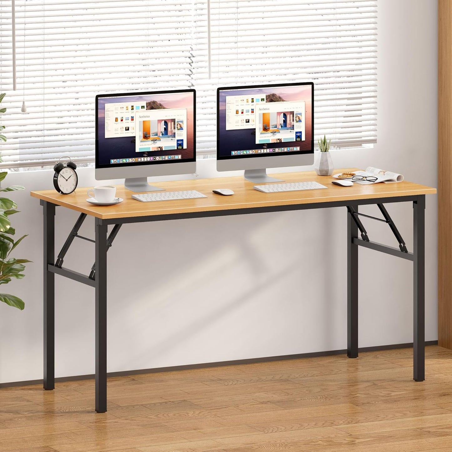 Need Home Office Desk - Large Computer Desk Sturdy Table Foldable Desk Gaming Computer Table No Assembly Required AC5BB 60 inch