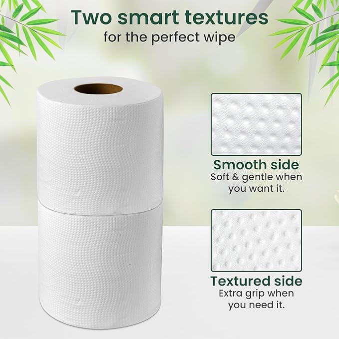 Bamboo Toilet Paper, Ultra-Soft & Strong, 3-Ply & 300 Sheets, Septic Safe, 12 Rolls, 100% Natural Bamboo, Non Toxic Toilet Paper, Sustainable, Biodegradable, Plastic-Free Packaging
