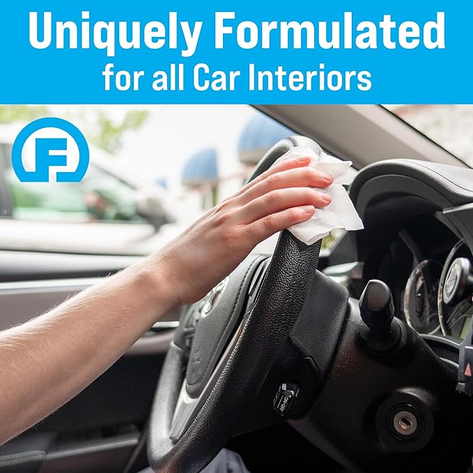Fortress Car Interior Wipes (25 ct, Pack of 25) for Car Interior Cleaning, Dashboard, Seats, Detailing, and Steering Wheel [Travel Size] Skin-Safe Car Interior Cleaner Supplies