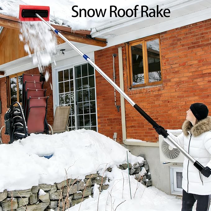 Snow Roof Rake, Foam Head Roof Snow Rake, Foam Broom Scraper for Clearing, Adjustable Telescoping No-Scratch Snows Broom, for Windshields, , Solar Panels and Shingle Overhangs (78.7inch/2.0m)