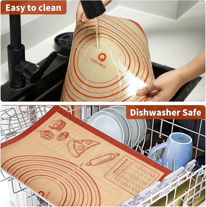 Silicone Baking Pastry Dough Mat - 32x24Inch Extra Large Cookie Bread Rolling Mats Sheet, Nonstick Kitchen Counter Kneading Board, Thick Reusable Pie Cookies Pizza Fondant Making Matt with Measurement