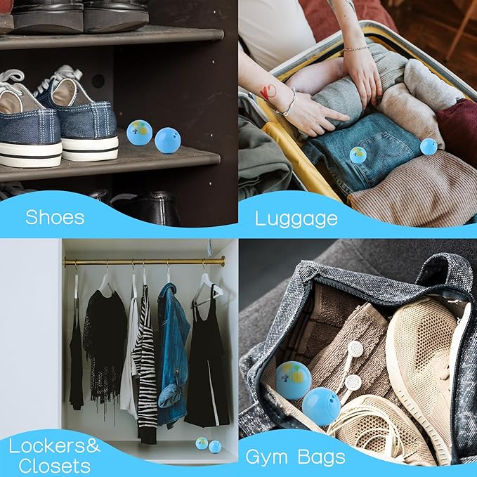 Shoe Deodorizer Balls (6 Pack) – Odor Eaters for Sneaker | Long-Lasting Odor Eliminator Air Freshener for Closet, Locker, Gym Bag, Drawer & Small Spaces| Fresh Linen | Pickle Ball&Blue