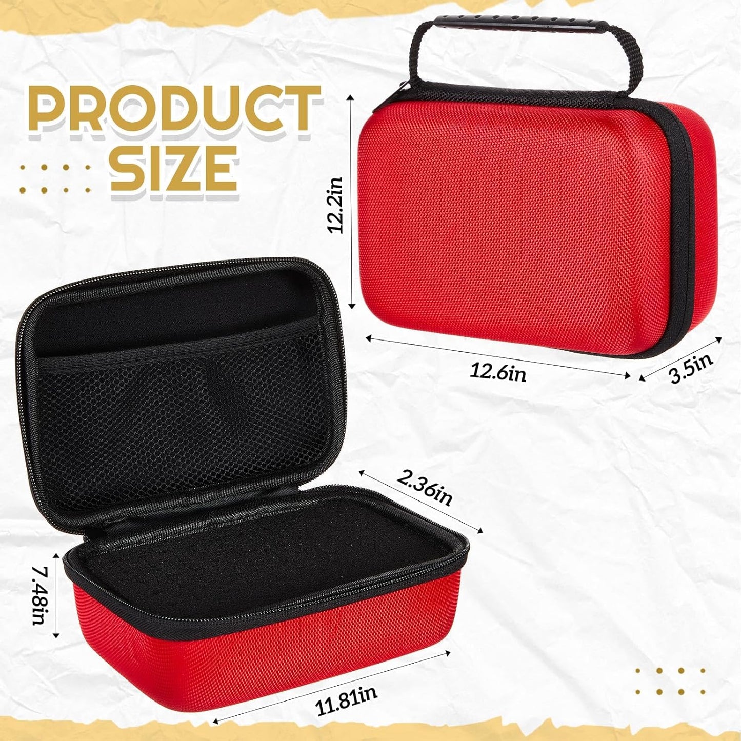 EVA Hard Case with Customizable Foam Protective EVA Carrying Case Shockproof Outdoor for Camera, Digital Products, Electronic Instruments with Knife(Red,12.6 x 12.2 x 3.5 Inch)