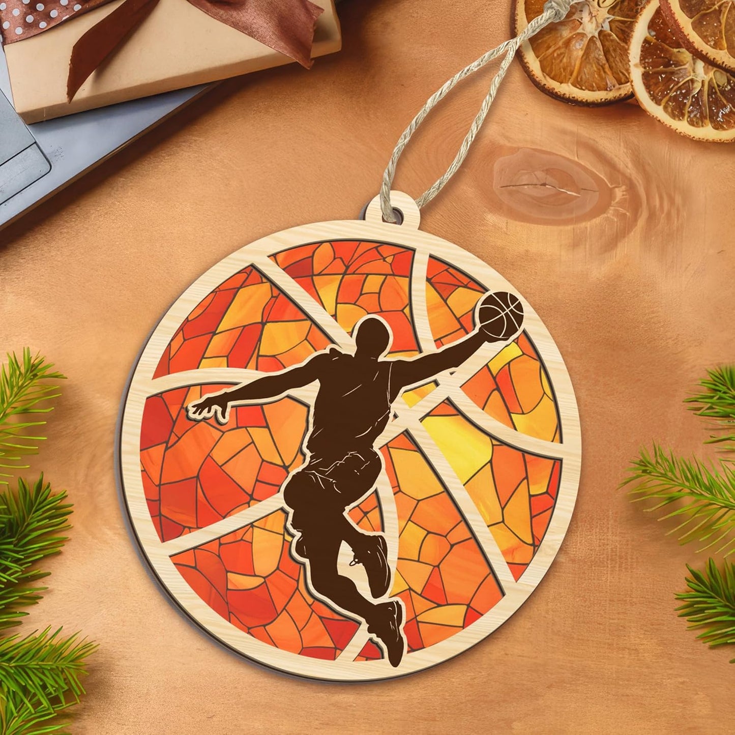 FLAGWIX Christmas Basketball Gifts for Boys 12-16 and 8-12, Basketball Ornament - Suncatcher Sports Christmas Ornaments 2025 for Tree Decorations - Sports Gifts for Boys 8-12 Coach Men