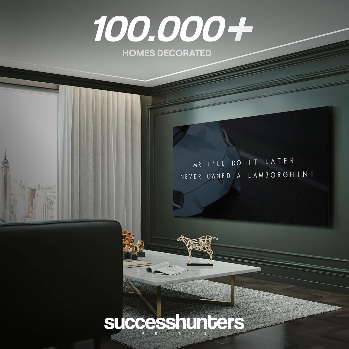 Motivational Wall Art for Office, Super Car Art Canvas, Inspirational Automotive Decor for Lamborghini Sportscar Lovers, Motivational Wall Decor for Office and Home, Inspiring Car Poster (20 X 10 in)