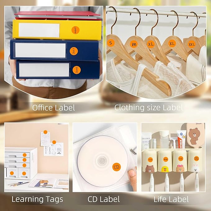 0.75 Inch Multi - Purpose Removable Labels,1000 PCS 3/4" Orange Dots for Classroom, Papers, Market, Price Tags, and Library Book Labels. Non - Printable Round Colored Stickers