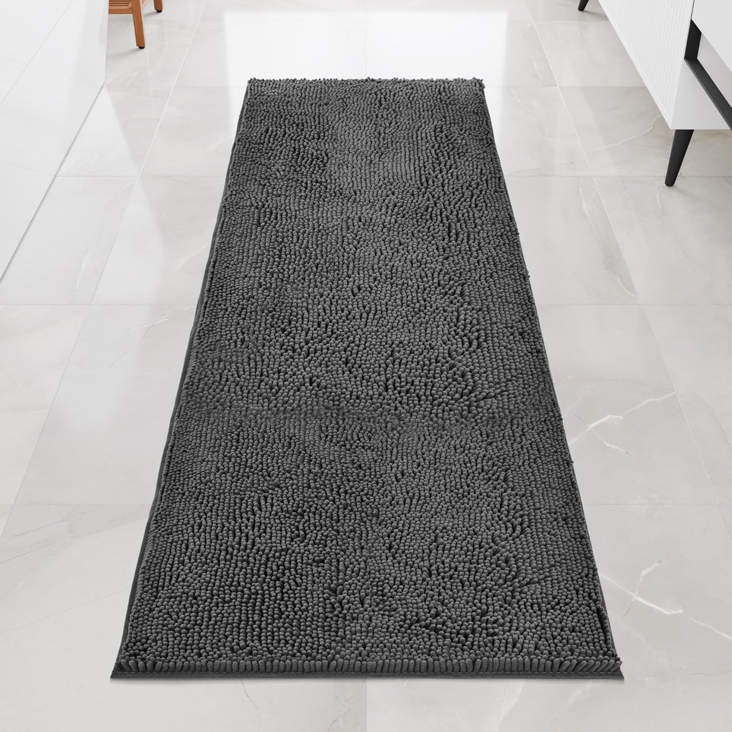 Bathroom Rugs 72"x24", Ultra-Soft Bath Rugs Quick Dry, Non Slip Absorbent Chenille Bath Mats for Bathroom Floor, Tub, Shower, Toilet, Machine Washable, Grey