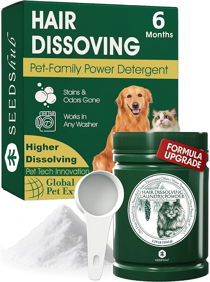 Pet Hair Remover for Laundry - Dog & Cat, Upgraded Higher Hair Dissolution, Detergent + Stain Remover, 6-Month Supply, HE/Top/Front-Load Compatible, Removes Residue & Odors, Septic Safe